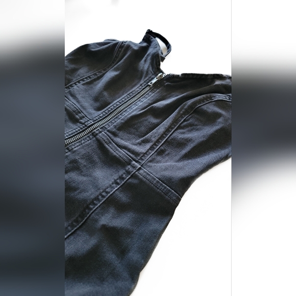 Black Denim Zip Front Mini Dress XS - Picture 7 of 9